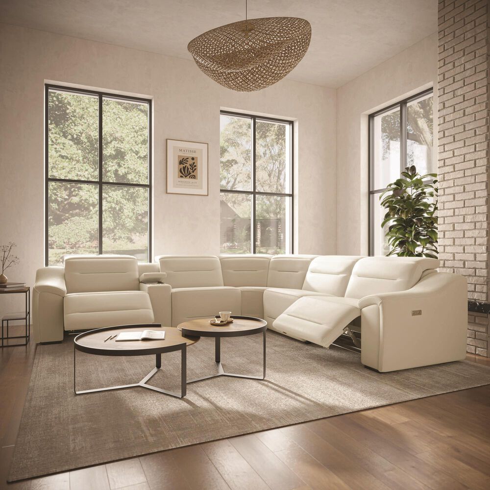 Interlochen 6-Piece Power Reclining L-Shaped Sectional with Power Headrest in Ice White, , large