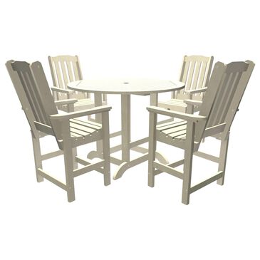 Highwood USA Springville 5-Piece Patio Counter Dining Set with Round Table in Whitewash, , large