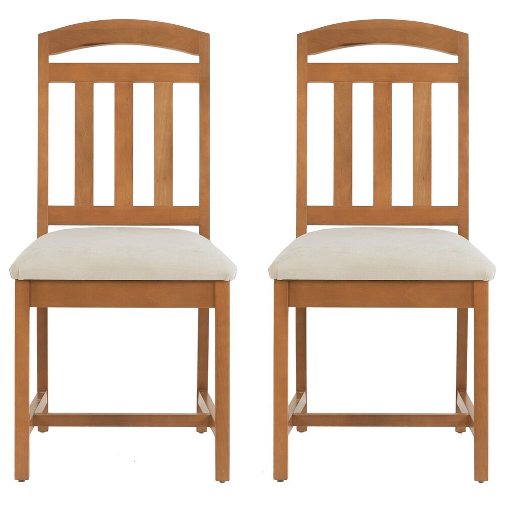 Linon Home Decor Wilmer Side Chair with Beige Upholstery in Brown (Set of 2), , large