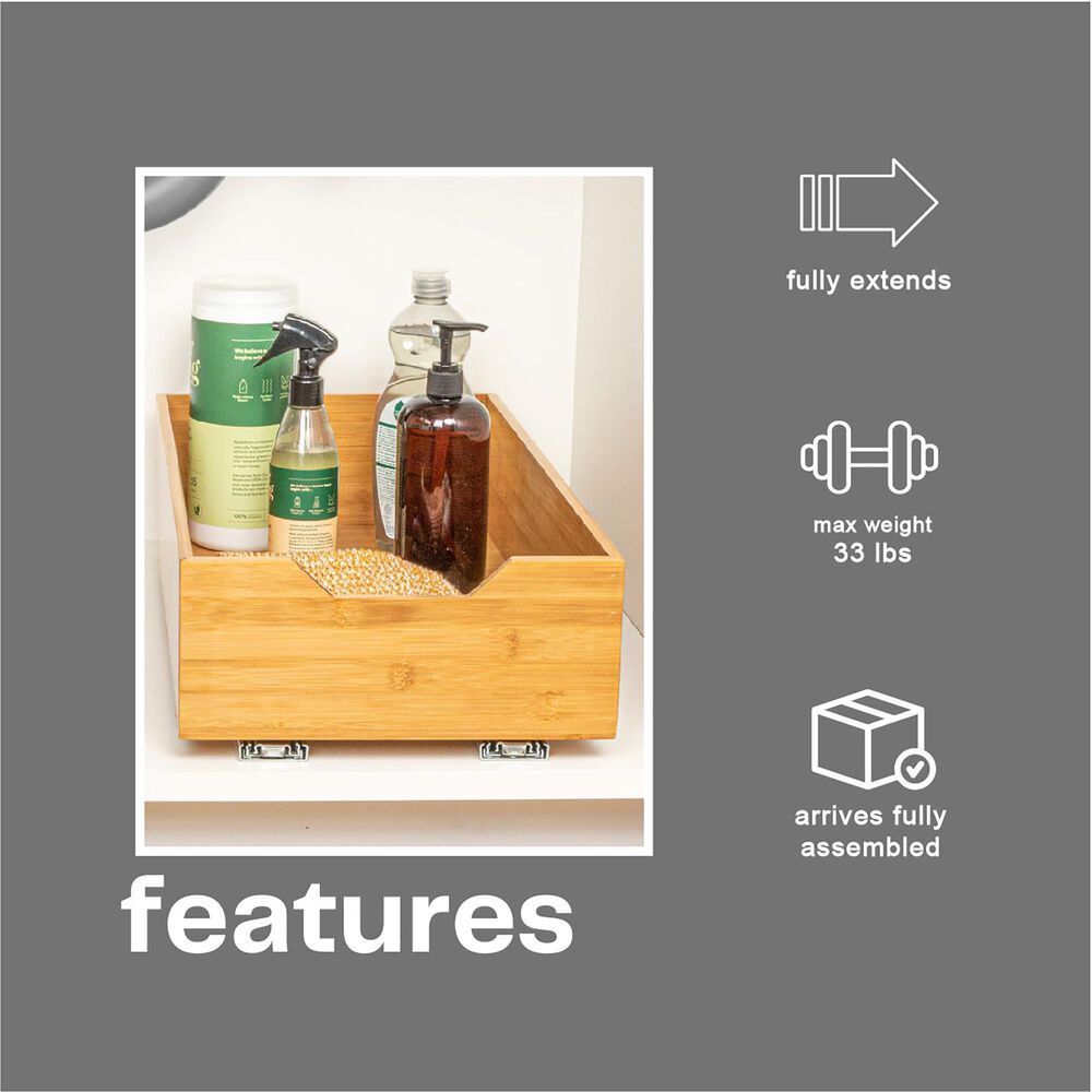 Household Essentials Glidez 11" 1-Tier Pull-Out/Slide-Out Storage Organizer for Under Cabinet Use in Natural, , large