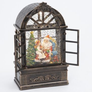 The Gerson Company 8.75" Lighted Holiday Scene Spinning Water Globe in Red, Green and Black, , large