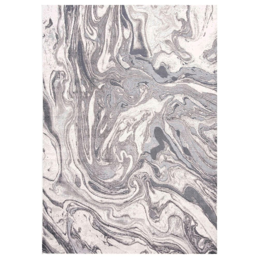 Feizy Prasad Abstract 5" x 8" Light Gray Area Rug, , large