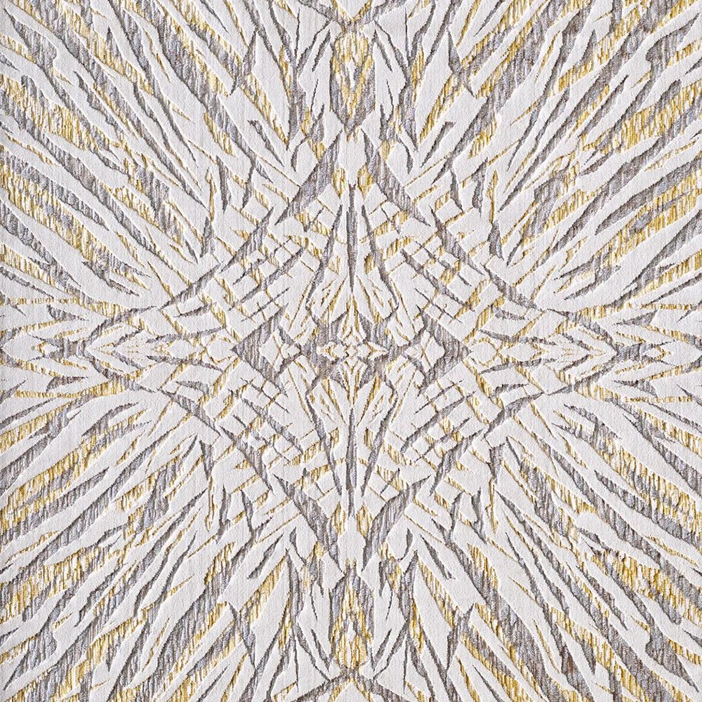 Kas Oriental Rugs Luna Illusions 5&#39;3&quot; x 7&#39;7&quot; Ivory and Gold Area Rug, , large