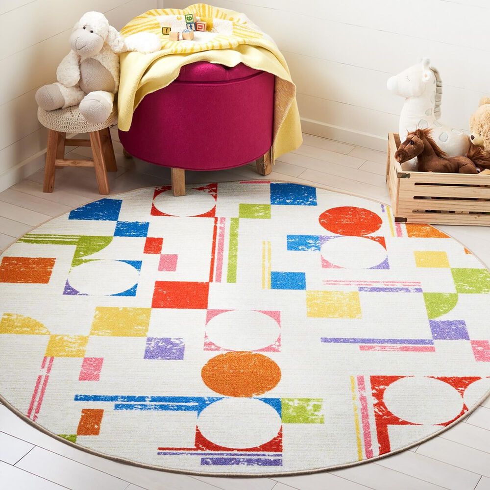 Safavieh Kids Playhouse 5&#39; Round Ivory and Red Rug, , large