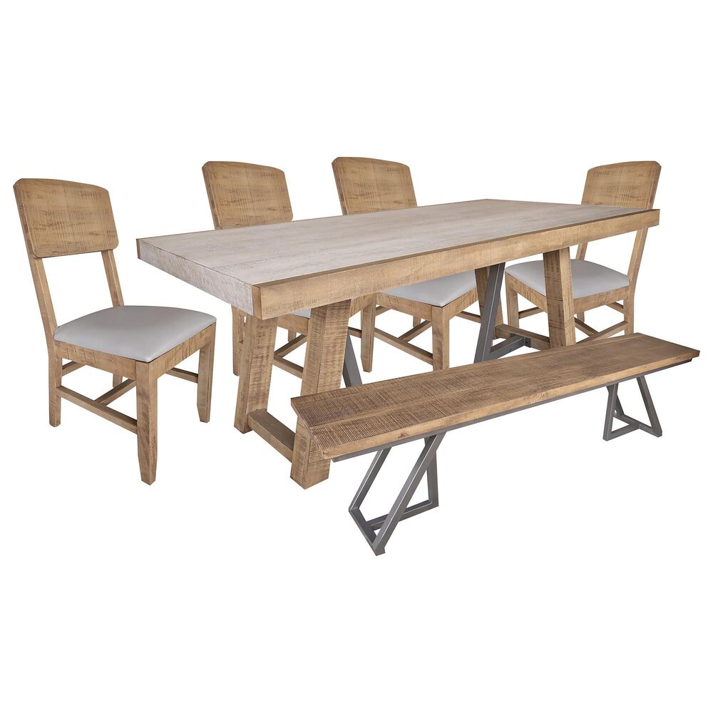 Fallridge Mita 6-Piece Dining Set in Gray, Brown and White Limestone, , large