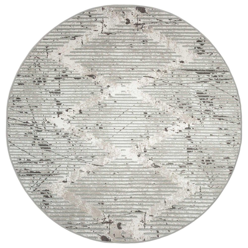 Radici USA Davide Geometric 7"10" Round Grey Area Rug, , large