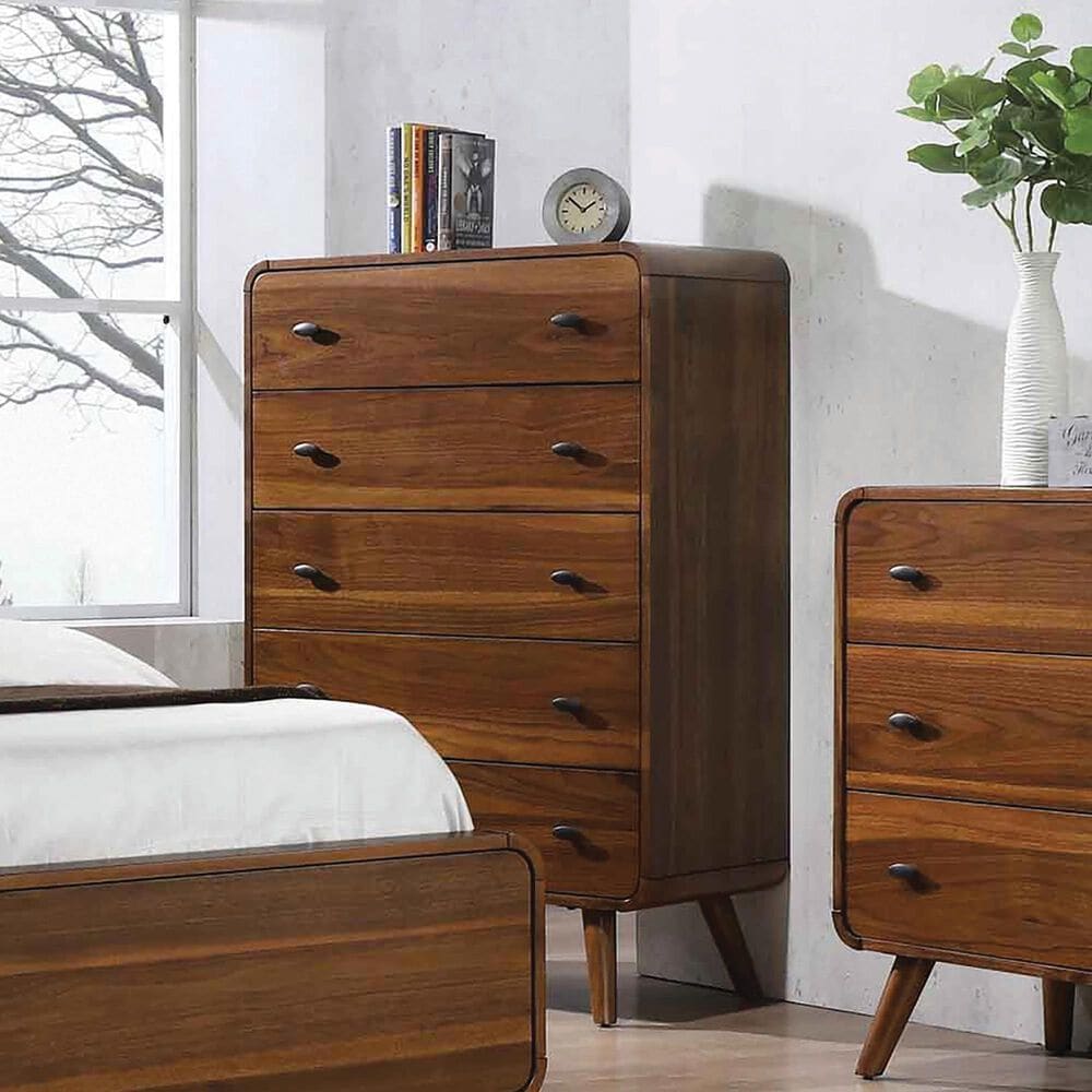 Pacific Landing Robyn 5 Drawer Chest in Dark Walnut, , large