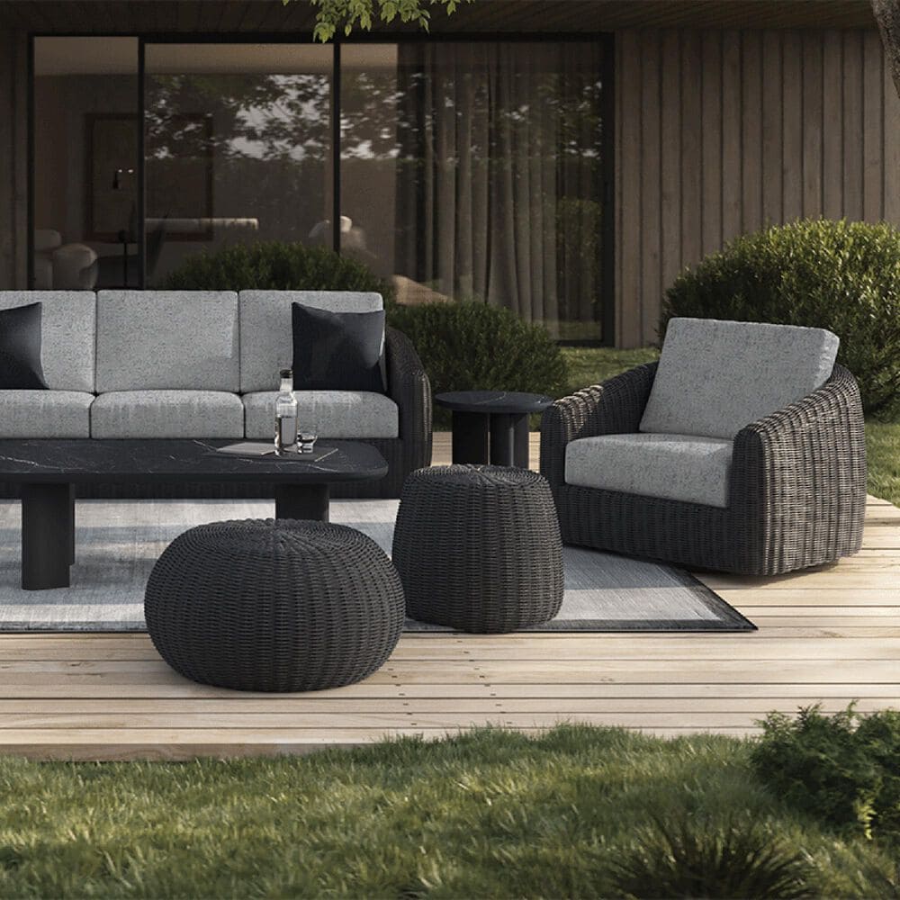 Ebel Outdoor Furniture Cloud Large Patio Pouf in Coal, , large