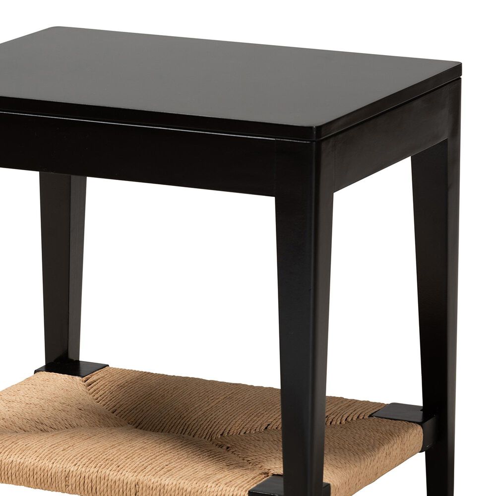 Baxton Studio Freya End Table in Black and Natural Brown, , large