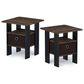 HOMLUX 2-Piece 1-Shelf End Table with Bin Drawer in Walnut and Dark Brown, , large