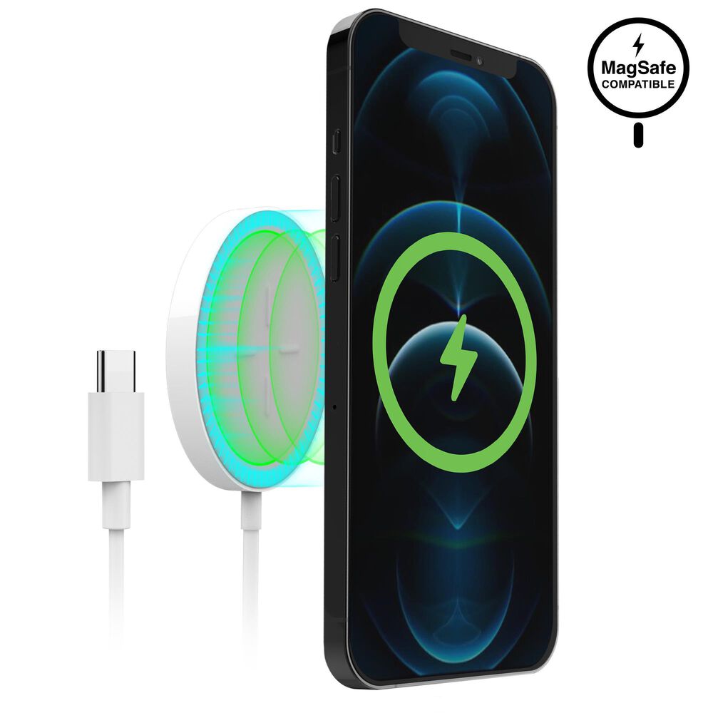 Hypercel Magnetic 15W Wireless Charger in White, , large