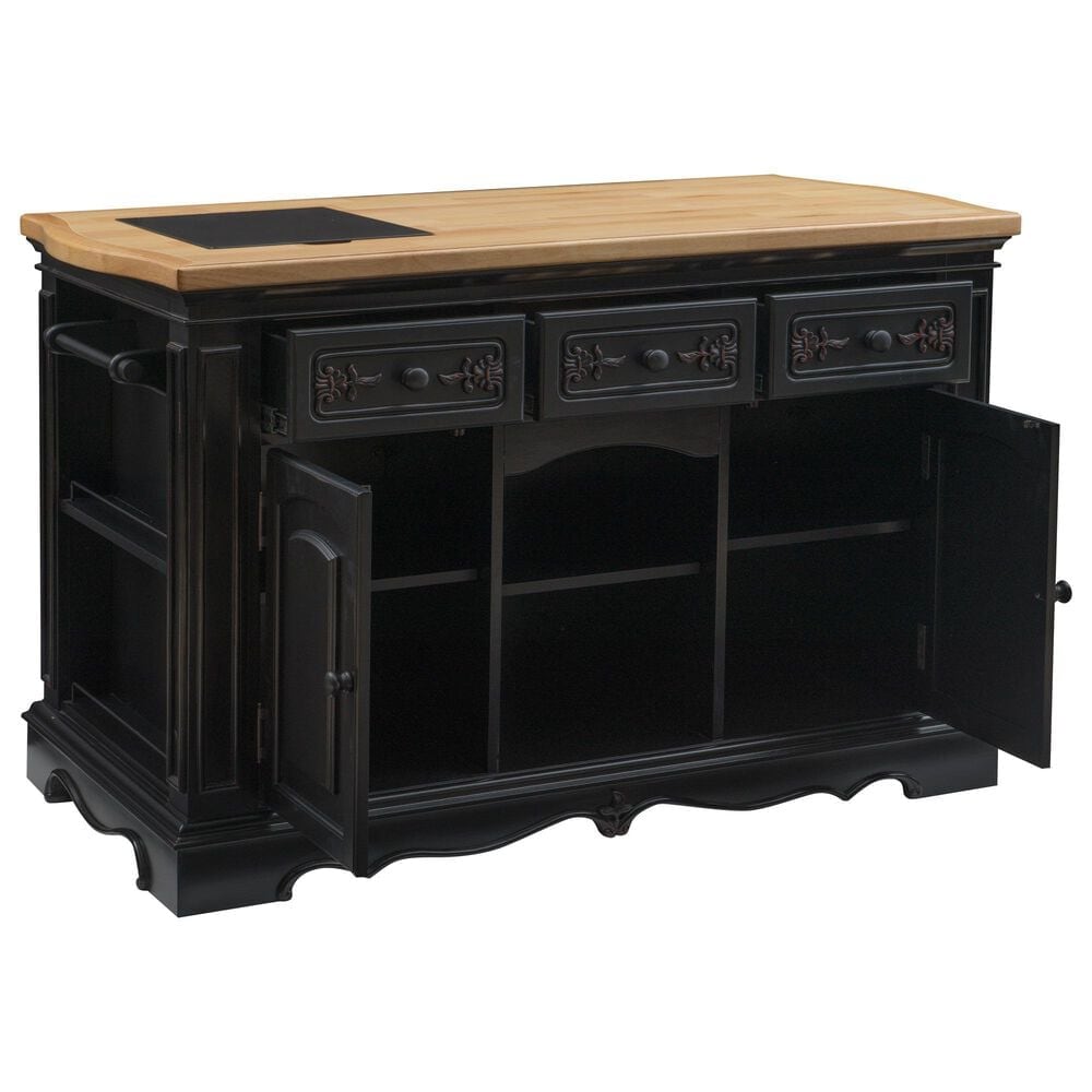 Linon Home Decor Pennfield Kitchen Island in Natural and Black Sand, , large