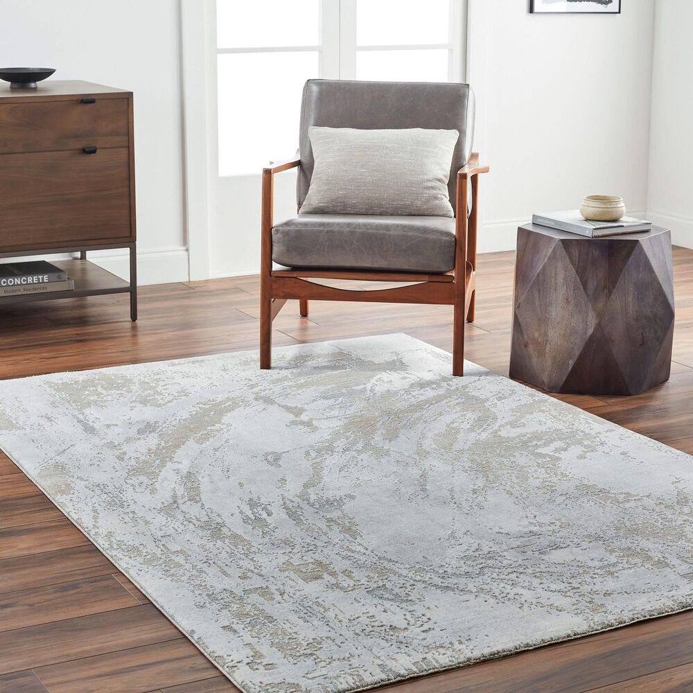 Surya Brunswick Cream, Taupe, Tan, Light Slate, Blue and Gray 6'7" x 9'6" Area Rug, , large