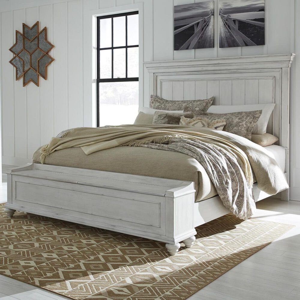 Ashley Kanwyn Queen Storage Bed in Distressed Whitewash, , large