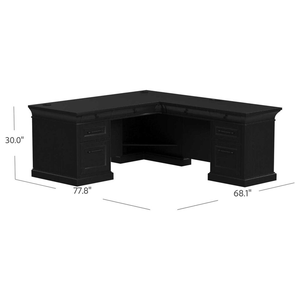 Riverside Furniture Westwood 2-Piece Corner Desk and File Cabinet Set in Ebony Whiskey Oak, , large