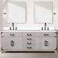 Lexora Home Laurel 84" Double Bathroom Vanity in White Oak with White Quartz Top and Rectangular Sinks, , large