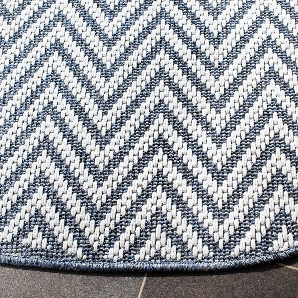Safavieh Bermuda 5&#39; Round Blue and Creme Indoor/Outdoor Area Performance Rug, , large