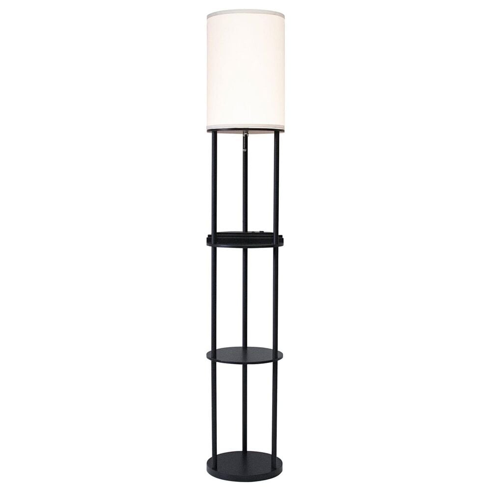 Adesso Charging Station Shelf Floor Lamp with Outlets + USB in Black, , large