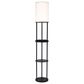 Adesso Charging Station Shelf Floor Lamp with Outlets + USB in Black, , large