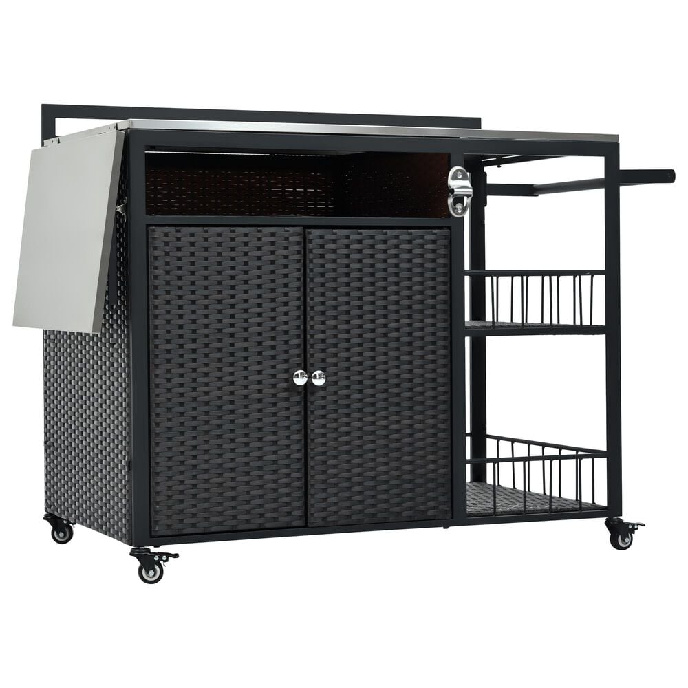 Hearth and Haven Patio Serving Cart in Dark Brown, , large