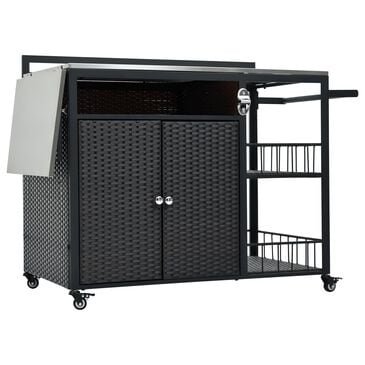 Hearth and Haven Patio Serving Cart in Dark Brown, , large