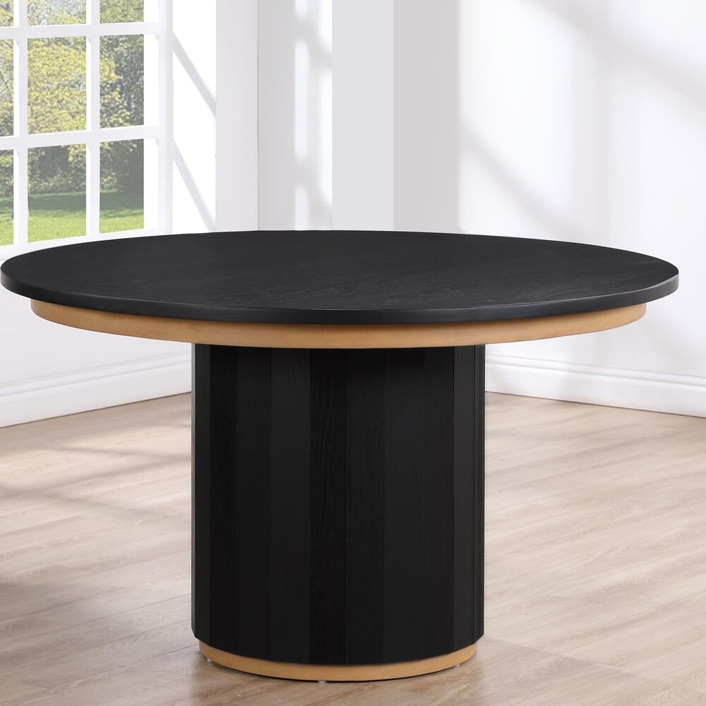 Steve Silver Magnolia Pedestal Dining Table in Black, , large