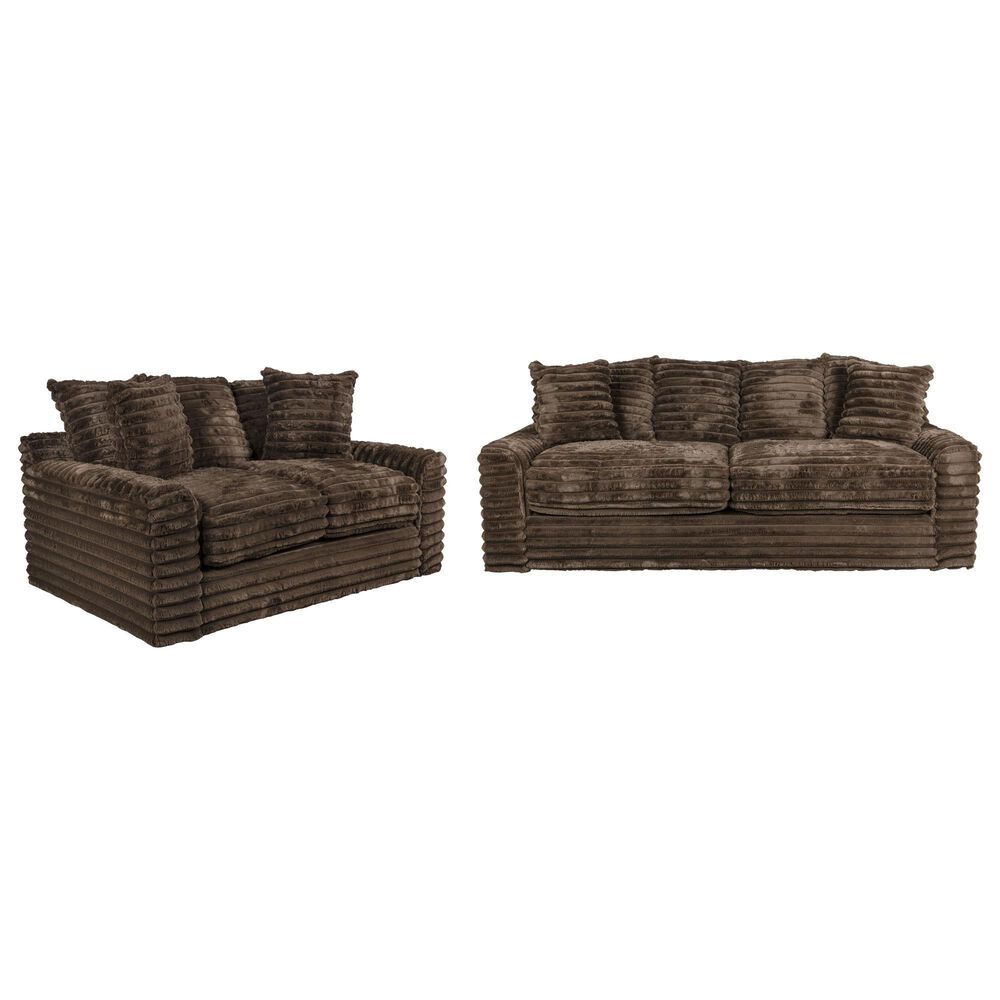 J Cooper USA Jenna Stationary Sofa and Loveseat Set in Chocolate, , large