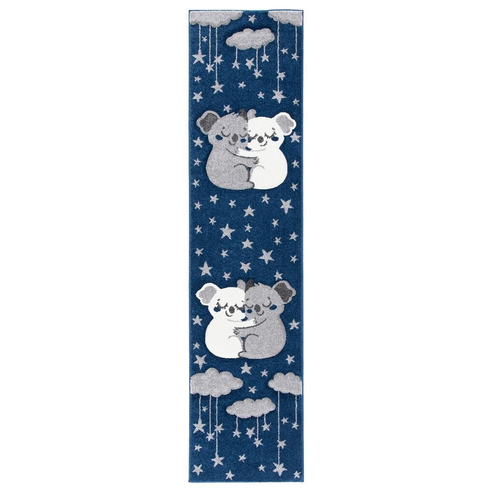 Safavieh Carousel Animals 2" x 8" Navy and Grey Kids Runner, , large