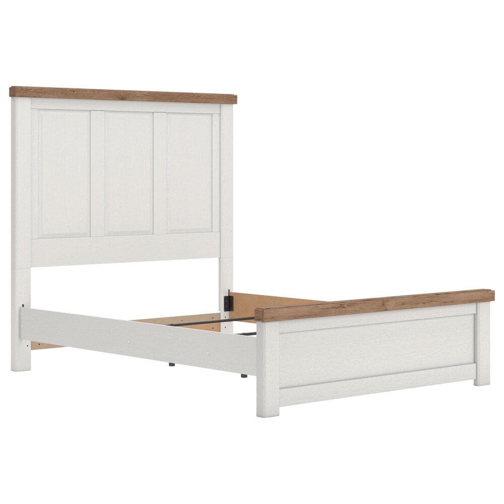 Ashley Rustic Queen Panel Bed in White and Brown, , large
