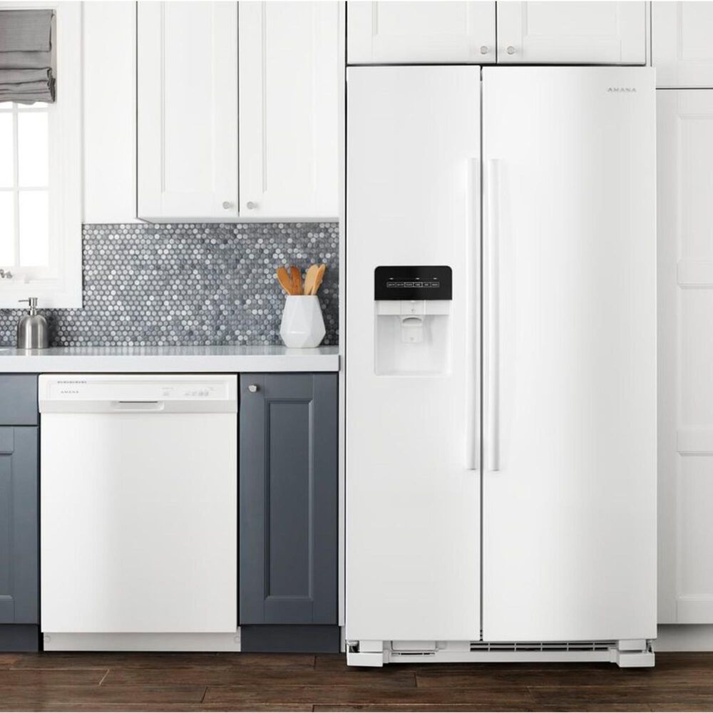 Amana 24.6 Cu. Ft. 35.5&quot; Side-by-Side Refrigerator with Dual Pad External Ice and Water Dispenser in White, , large