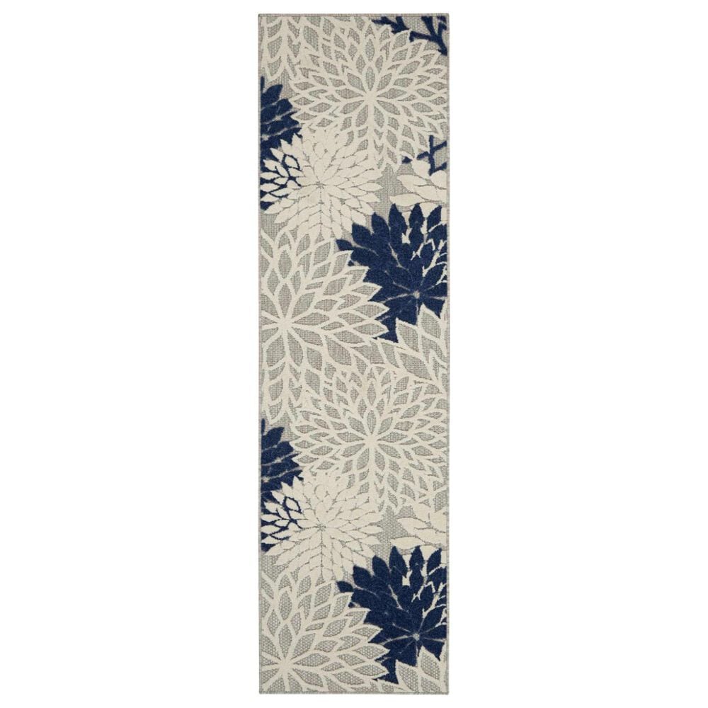 Nourison Aloha ALH05 2" x 6" Ivory and Navy Indoor/Outdoor Runner, , large