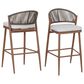 Hearth and Haven 30" Outdoor Barstool with Teak Frame in Light Gray (Set of 2), , large