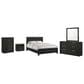 Mayberry Hill South Bend 5 Piece Queen Panel Bedroom Set in Black, , large