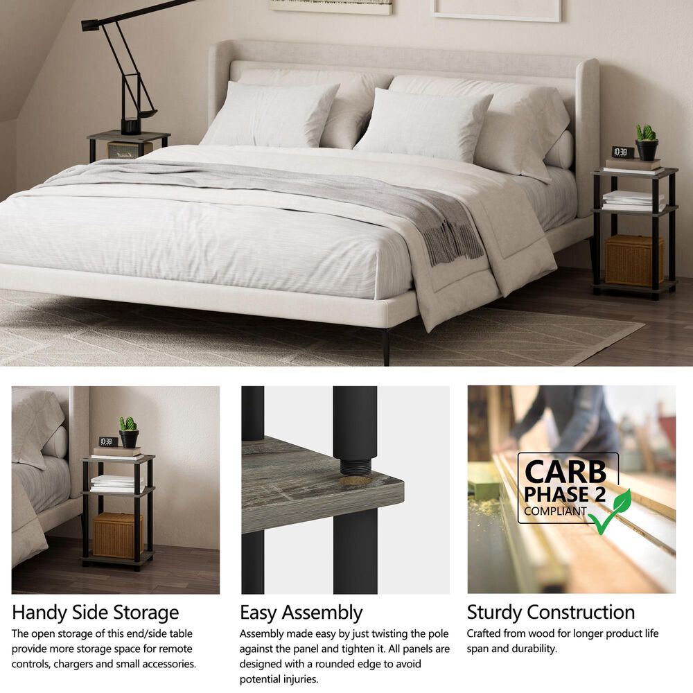 HOMLUX 3-Tier End Table in French Oak and Black, , large