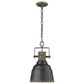 Golden Lighting Quarry 1-Light Pendant in Antique Black Iron and Gold, , large