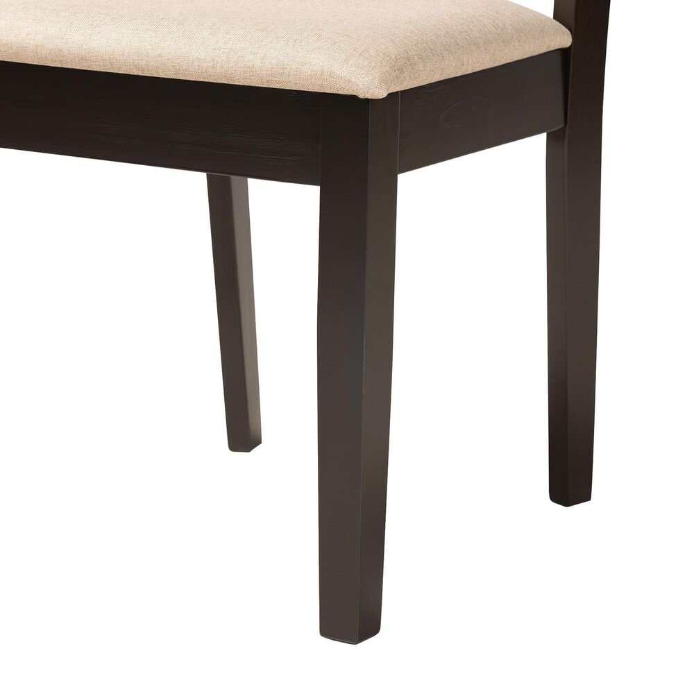 Baxton Studio Nicolette Side Chair with Sand Cushion in Dark Brown (Set of 2), , large