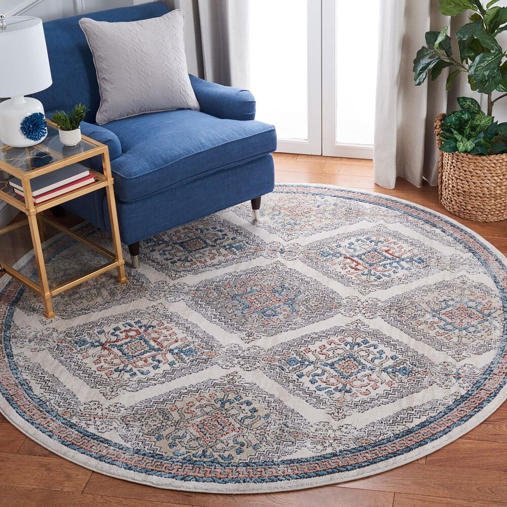 Safavieh Oregon ORE885 6&#39;7&quot; Round Grey and Ivory Area Rug, , large