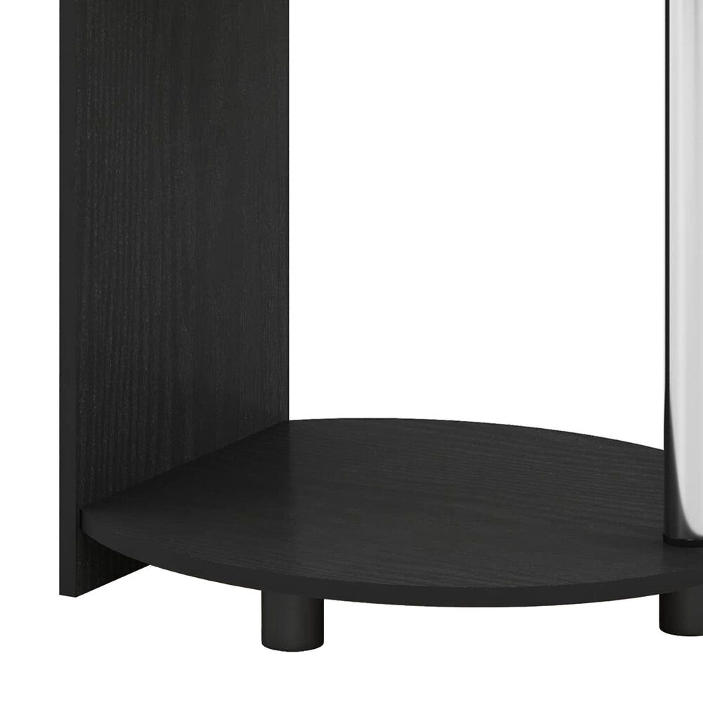 HOMLUX Oval End Table with Bookshelf in Americano and Chrome, , large