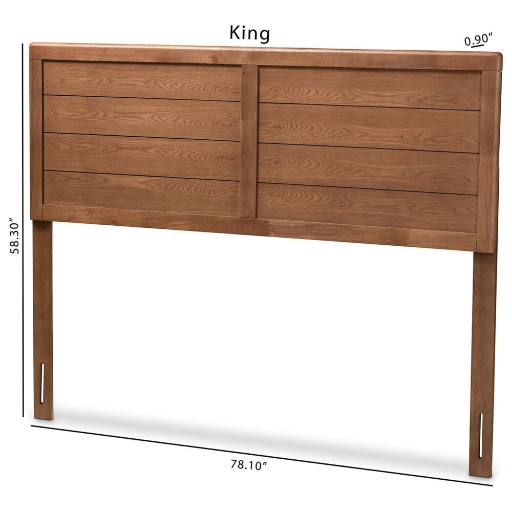 Baxton Studio Seren King Panel Headboard in Walnut Brown, , large