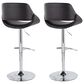 LumiSource Fabrico Swivel Adjustable Bar Stool with Black Faux Leather Upholstery and Rounded T Footrest in Chrome (Set of 2), , large