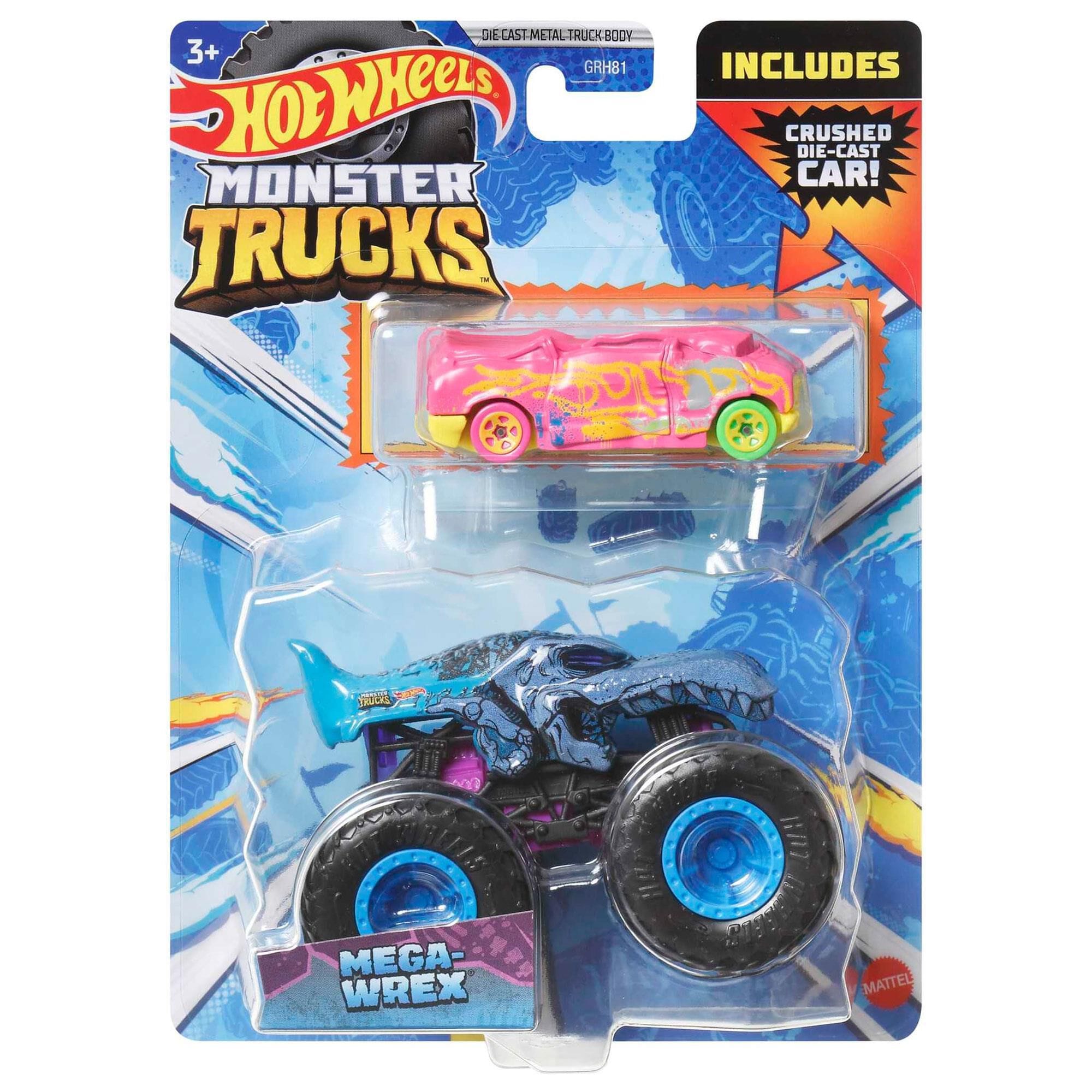 Hot Wheels Monster Trucks 1 64 2Pack Mega Wrex with Crushed