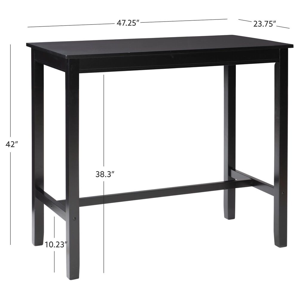 Linon Home Decor Claridge Bar Height Pub Table in Jet-Black - Table Only, , large