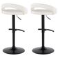 LumiSource Grotto Adjustable Bar Stool with White Faux Leather Upholstery in Black (Set of 2), , large