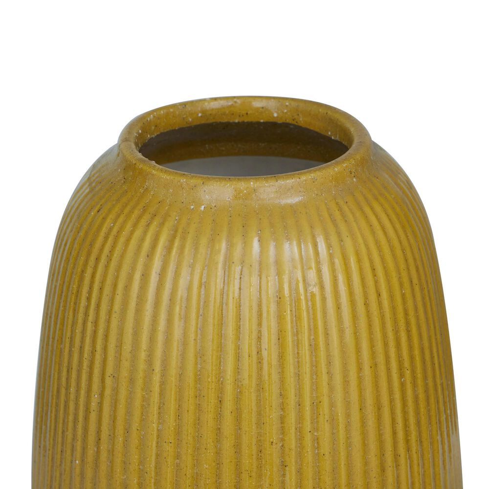 Maple and Jade 2-Piece Decorative Vase Set with Vertical Line Pattern in Polished Yellow, , large