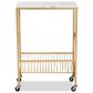 Baxton Studio Jacek Wine Cart in Gold and White Marble, , large