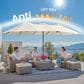 HOMLUX 15" Double-Sided Outdoor Market Umbrella with Sandbag Base and RGB LED Lights in White, , large
