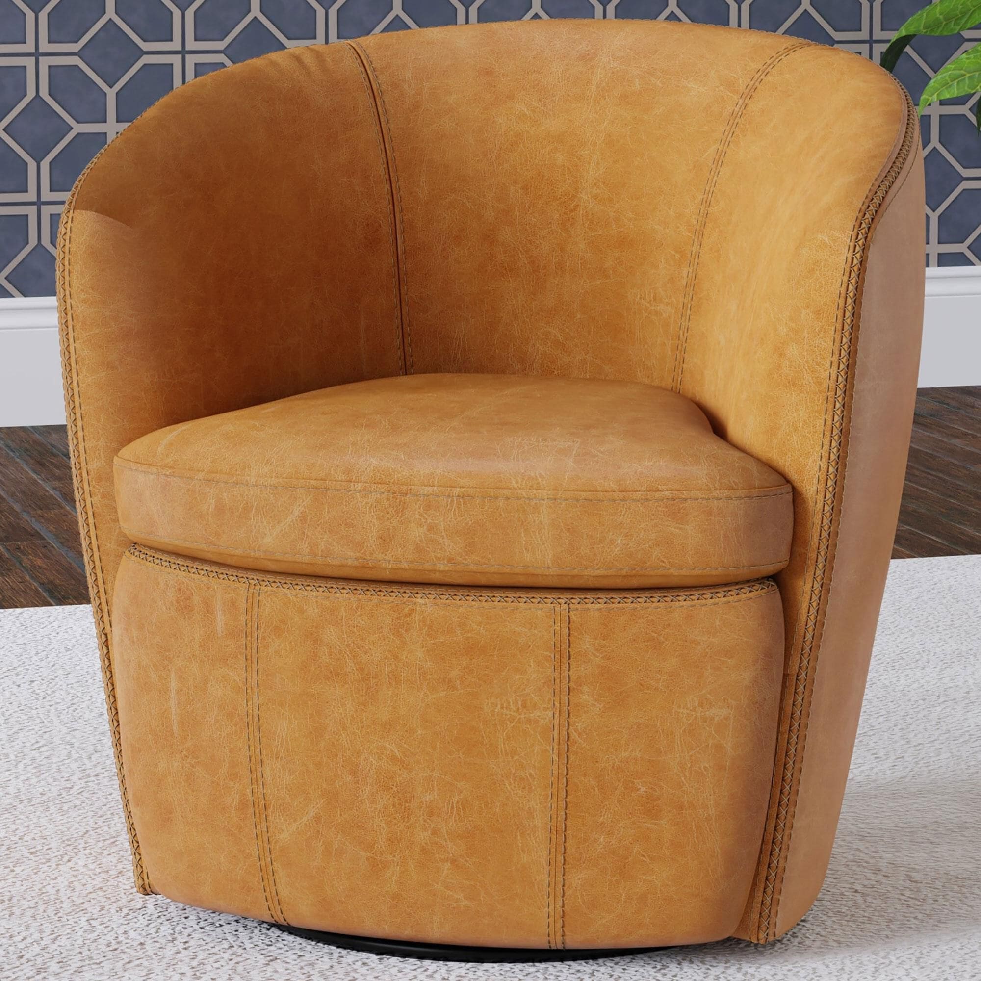 Simeon Collection Barolo Swivel Club Chair in Vintage Saddle NFM
