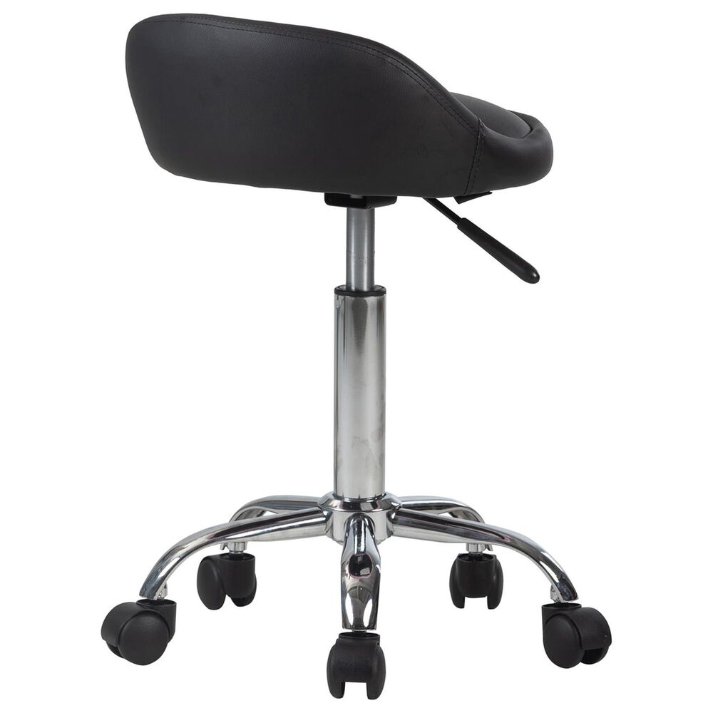 Impressions Vanity Shauna Swivel Vanity Stool with Black Cushion in Silver, , large