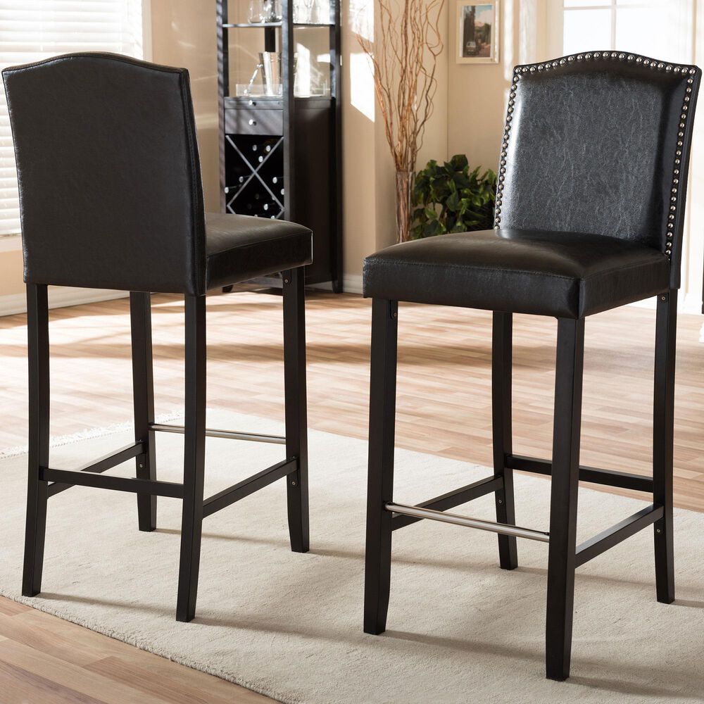 Baxton Studio Libra Bar Stool in Black (Set of 2), , large