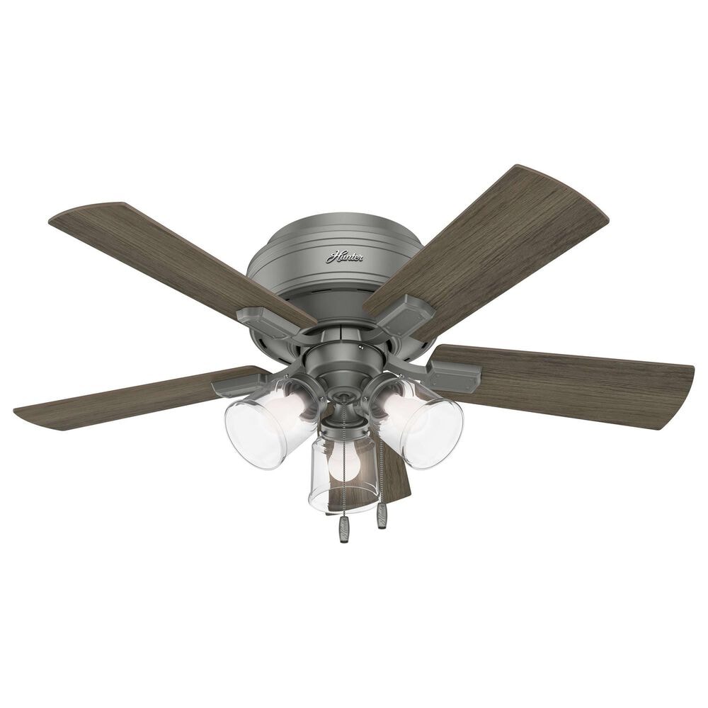 Hunter Crestfield Low Profile 42&quot; Ceiling Fan with Lights in Matte Silver, , large